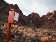 A WAG Bag Dispenser near the trailhead at Pine Creek Canyon. Scott Massey installed these in the winter of 2011-2012. Scott Massey