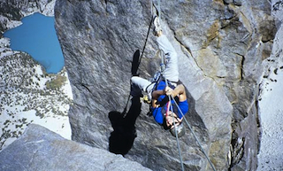 Tyrolean traverse on Temple Crag.