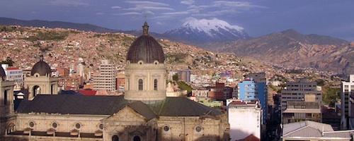 The city of La Paz, the highest capital city in the world at around 10,000'.