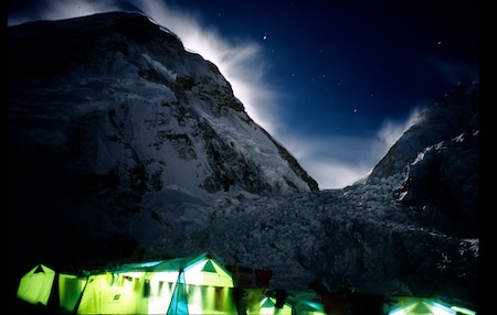 Everest camp at night
