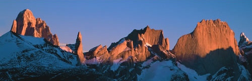 Sunset on the Fitzroy Group from the Patagonian Ice Cap